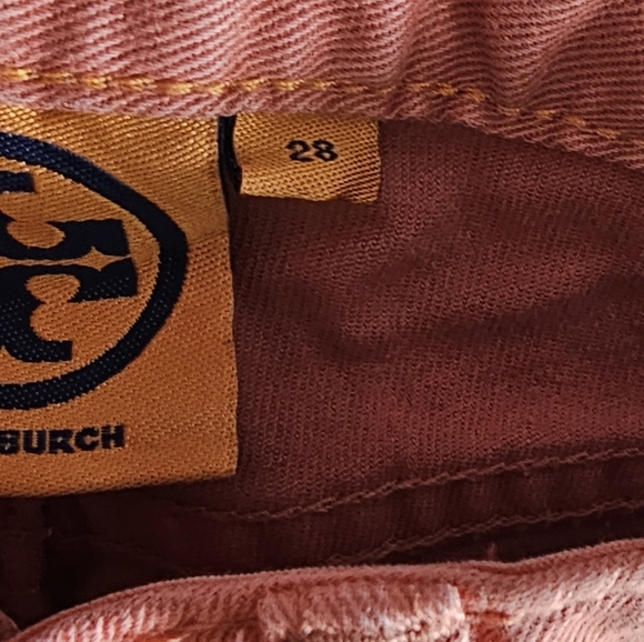 TORY BURCH Alexa Cropped Skinny Jeans Coral Pink Low Rise Stretch - Picture 8 of 16